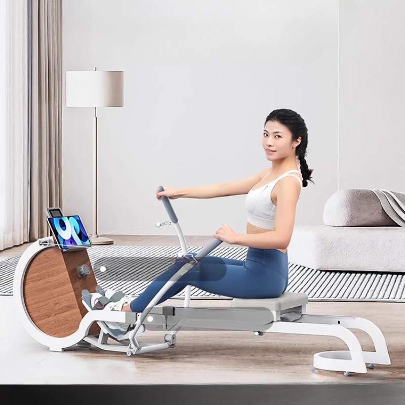 

Intelligent reluctance rowing machine, household fitness equipment, magnetic control, mute and foldable double track.