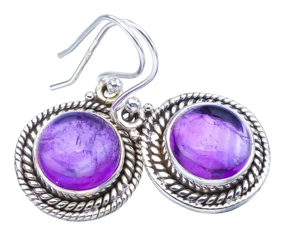 

StarGems® Natural Amethyst Handmade 925 Sterling Silver Earrings 1.25" F5613