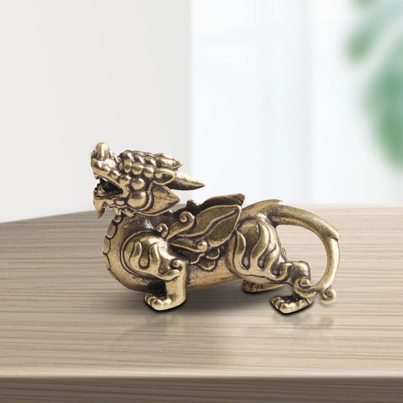 Feng Shui Brass Kylin Statue Figurines Exquisite Artware Ancient Sculpture for Housewarming Bedroom Furnishing Desktop Decor