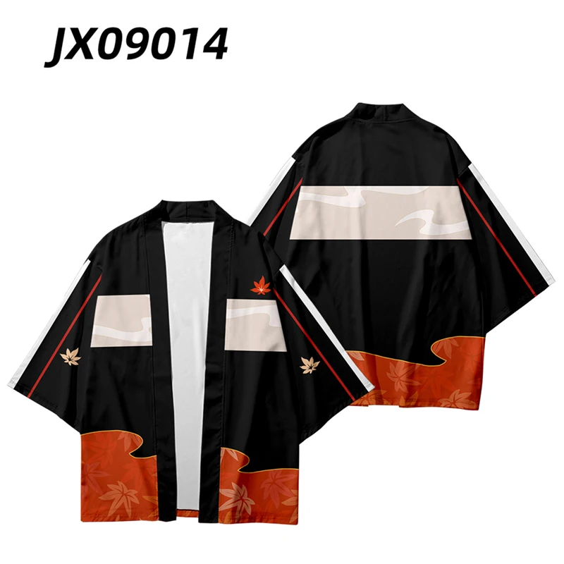 Jogo genshin impacto kaedehara kazuha quimono camisa 3d impressão cosplay haori capa festa topos streetwear camisa otaku manga curta