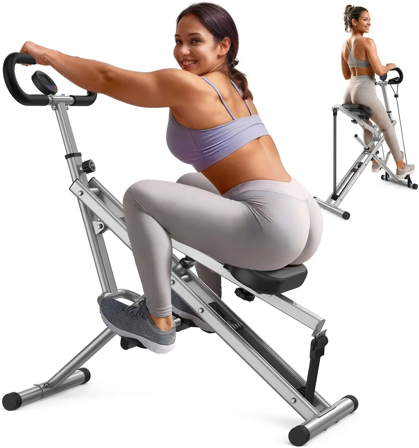 

Assist Rower for Glutes and Thighs, Foldable Exercise Equipment w/ Four Adjustable Resistance for Home, Full