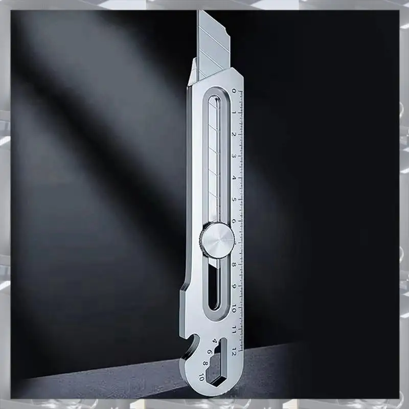 Hot Selling-6 In 1 Multifunction Stainless Steel Utility Knife Tail Break Design/Ruler/Bottle Opener Retractable Box Cutter,6 In