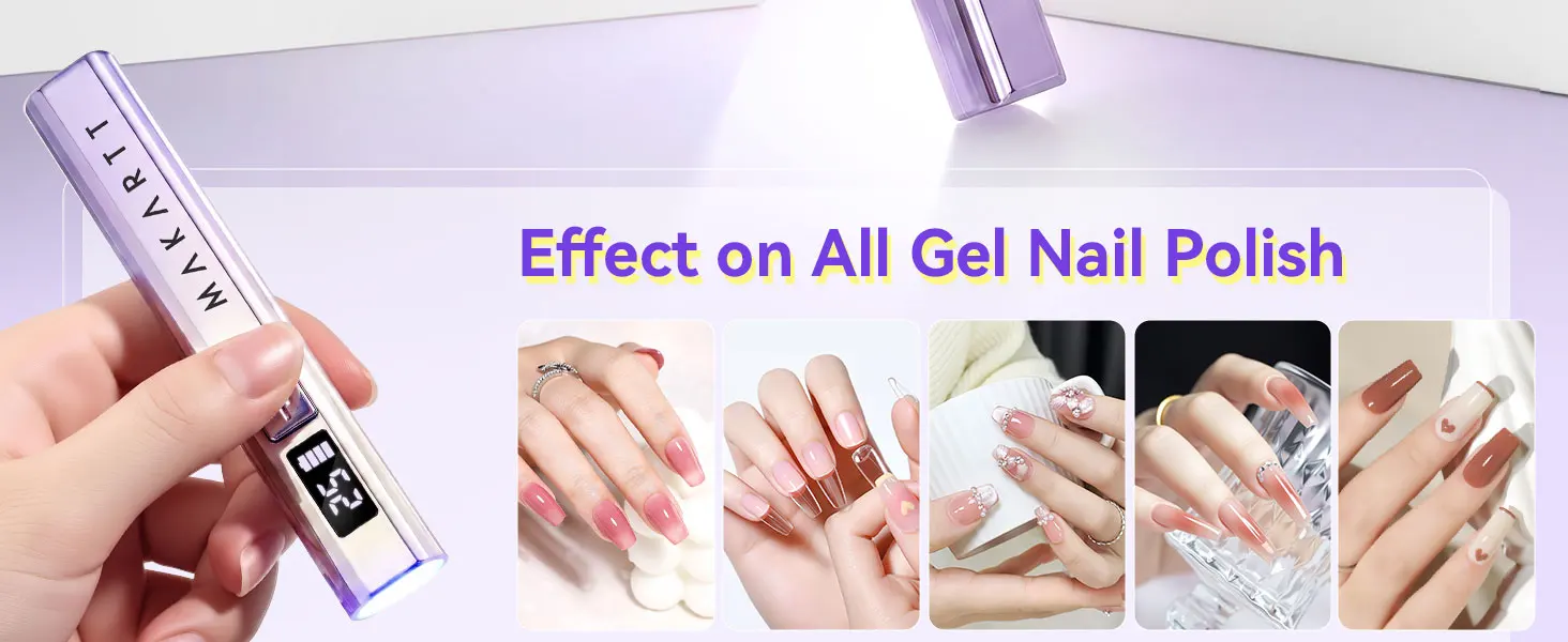 Makartt Handheld UV Light for Gel Nails Portable Mini UV LED Nail Lamp Fast Curing Dryer Rechargeable USB LCD 2 Timers DIY Salon