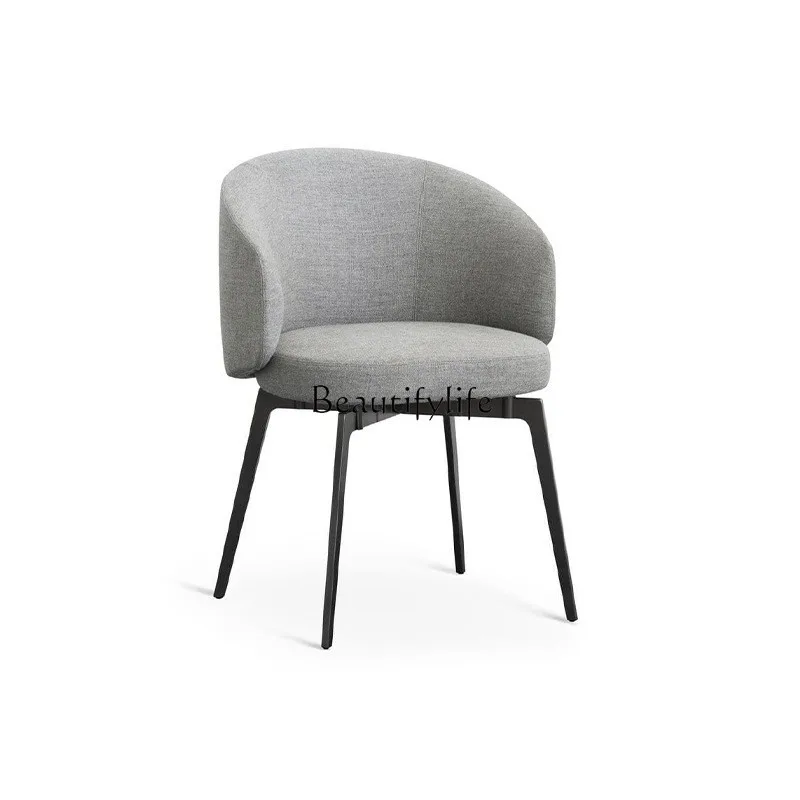 

Italian minimalist dining chair light luxury rotating fabric backrest study chair customization