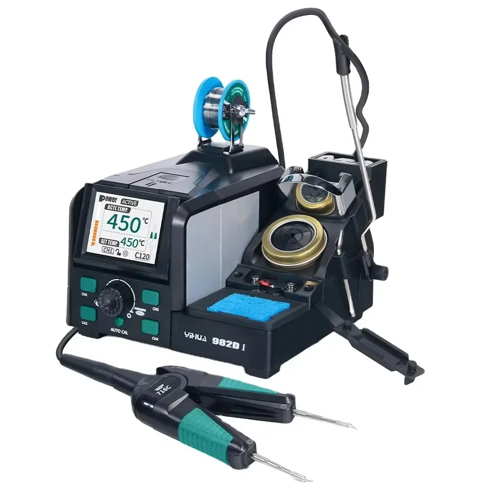 TLF YIHUA 982D-I Precision Tweezers Soldering Iron Station for SMT SMD Micro Component Rework Station With Auto Calibration