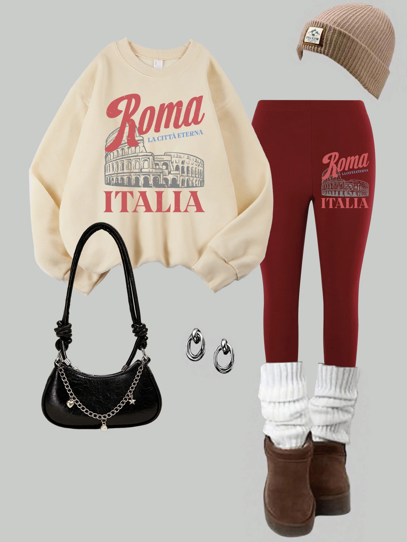 2-delige Dames Madrid Plaza Burgemeester Letter Prints Sweatshirts Legging Set Winter Thermische Warme Hoodies Broek Casual Dameskleding