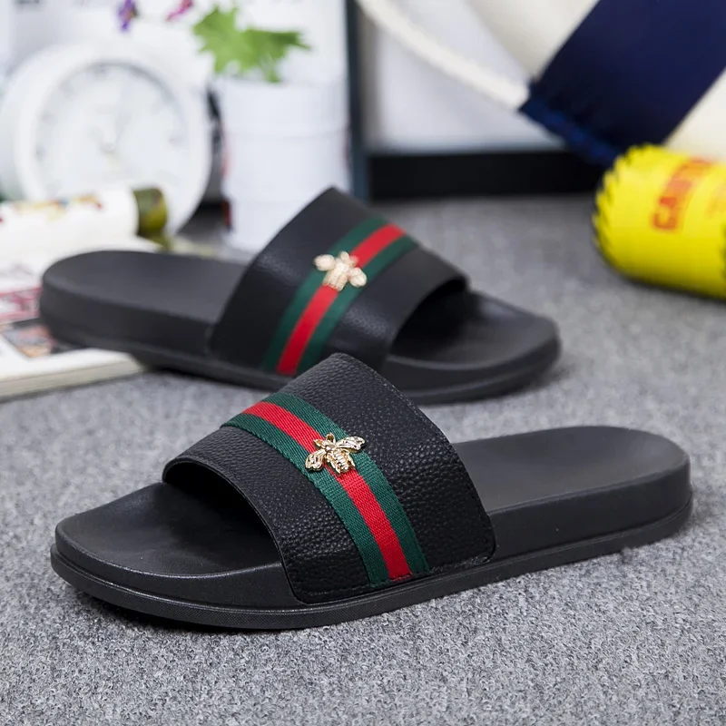 Luxury Mens Women Slippers Fashion Beach Sandals Leather Casual Designer Shoes for Men Slides Flip-flops Man Summer Slippers