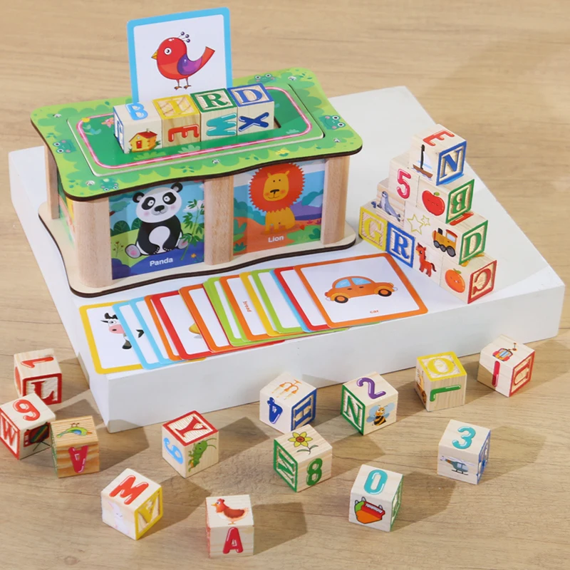 

Wooden Alphabet Puzzles Blocks Montessori Matching Game Early Learning Toys Gifts Math Number Words Puzzles Toys for Children