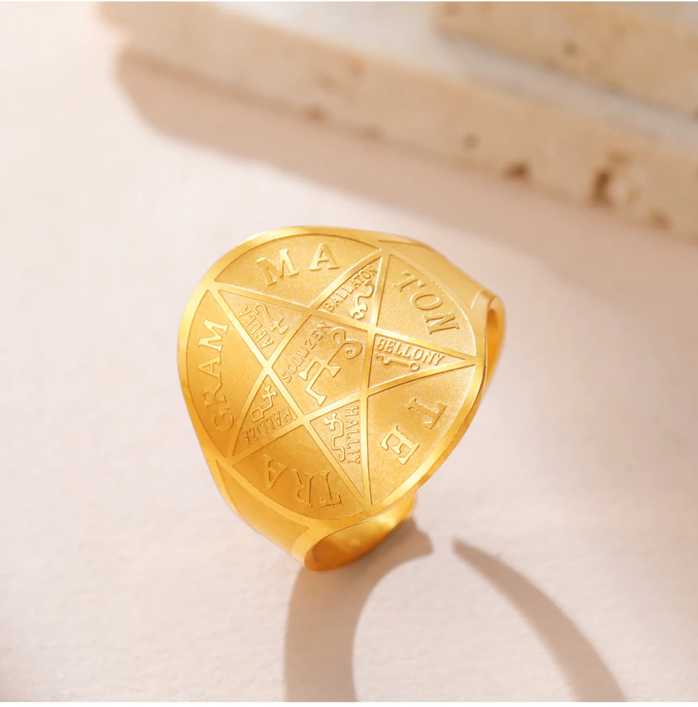 COOLTIME Pentagramm von Solomon Ring aus Edelstahl, verstellbar, übernatürlicher Zauberer, Amulett-Ring, Schmuck, Geschenk für Damen und Herren – Detail 9
