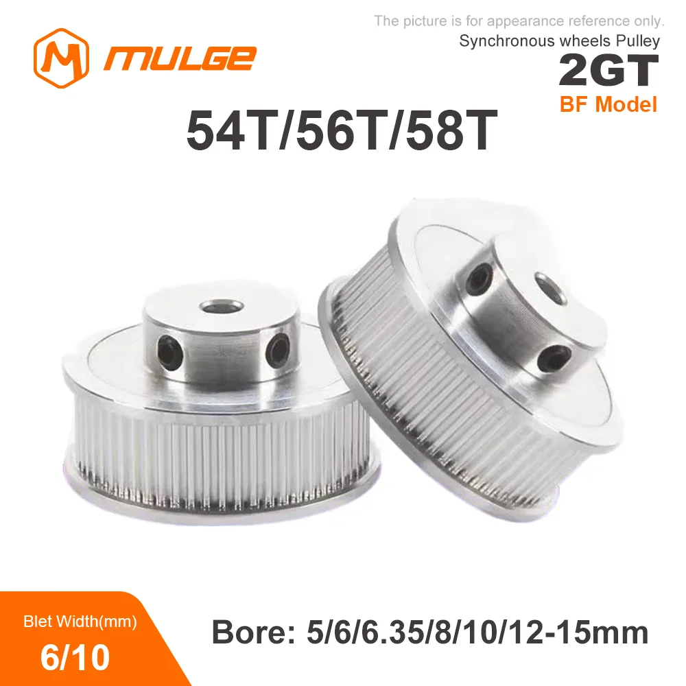 

2GT Timing Pulley 54T/56T/58T Tooth Teeth Bore 5/6/6.35/8/10/12/12.7/14/15mm Synchronous Wheels Width 7mm/11mm GT2