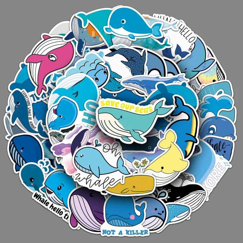 

51Zhang Whale Graffiti Personalized Cartoon Marine Life Children Goo CardDIYSkateboard Decorative Stickers