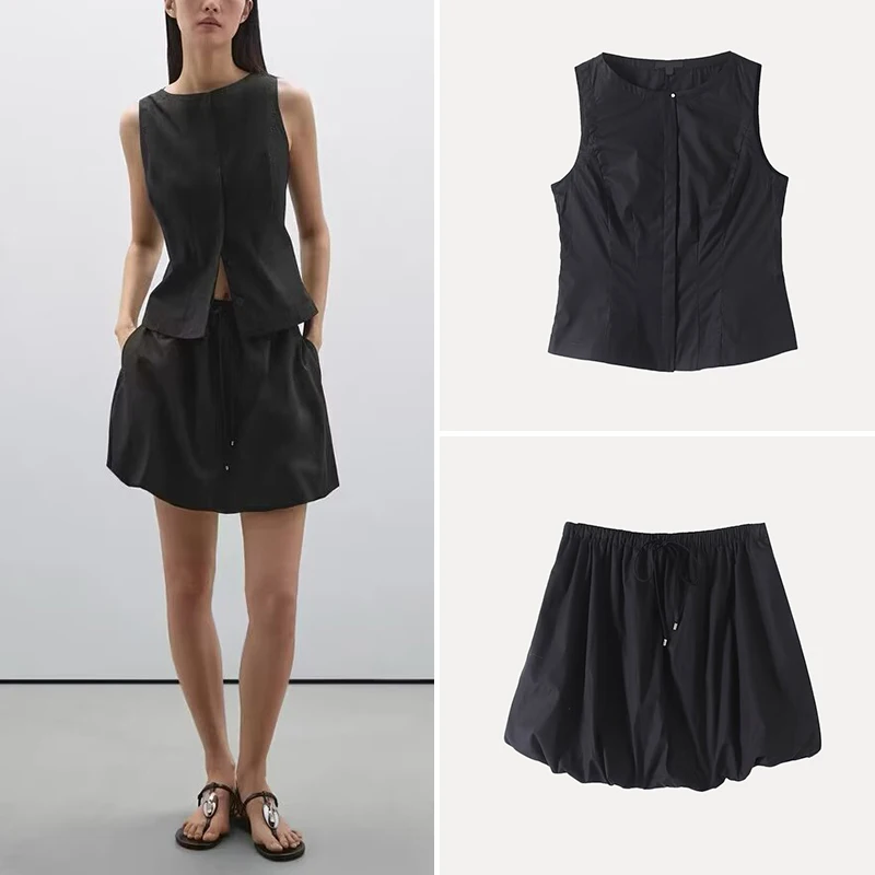 

Zadata Women's 2025 New Style Windbreaker Vest 05793400800 Short Skirt 5276400800 Fashionable Two-Piece Set Polyester Fiber