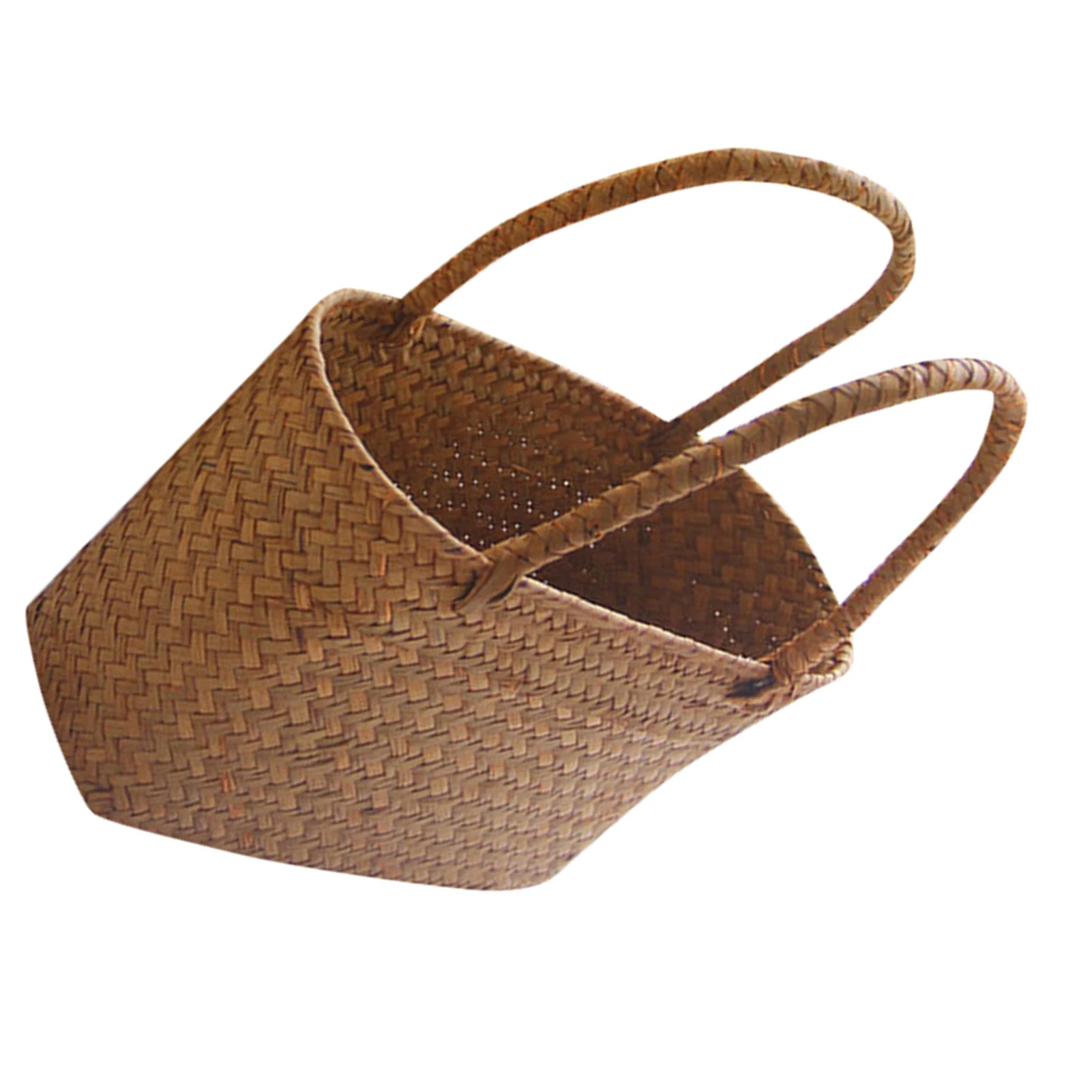 Seaweeds Woven Basket Bag Durable Laundry Basket Market Bag for Outing Picnic Clothes Storage