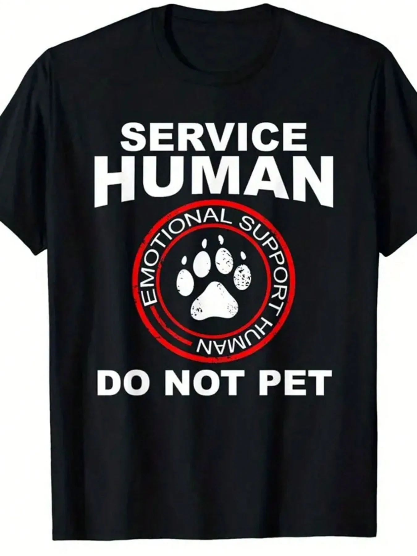 

[Забавная хлопковая футболка] Хлопковая футболка унисекс | Fun Dog Owner Emotional Support Черный — удобный повседневный дышащий топ