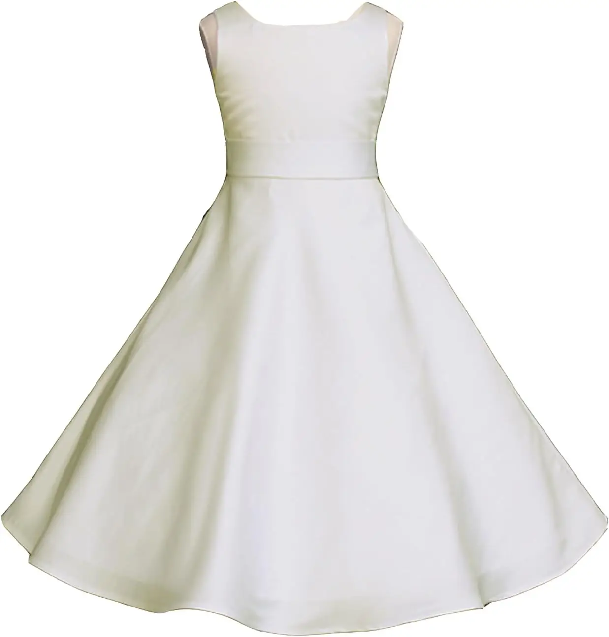 Pink Promise Wedding Celebration Ivory A-line Matte Satin Wedding Junior Bridesmaid A-line Flower Girl Dress, Simple and Elegant