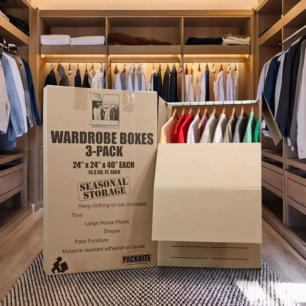 Conjunto de 3 grandes caixas móveis para guarda-roupas suspensas, 24 x 24 x 40 polegadas