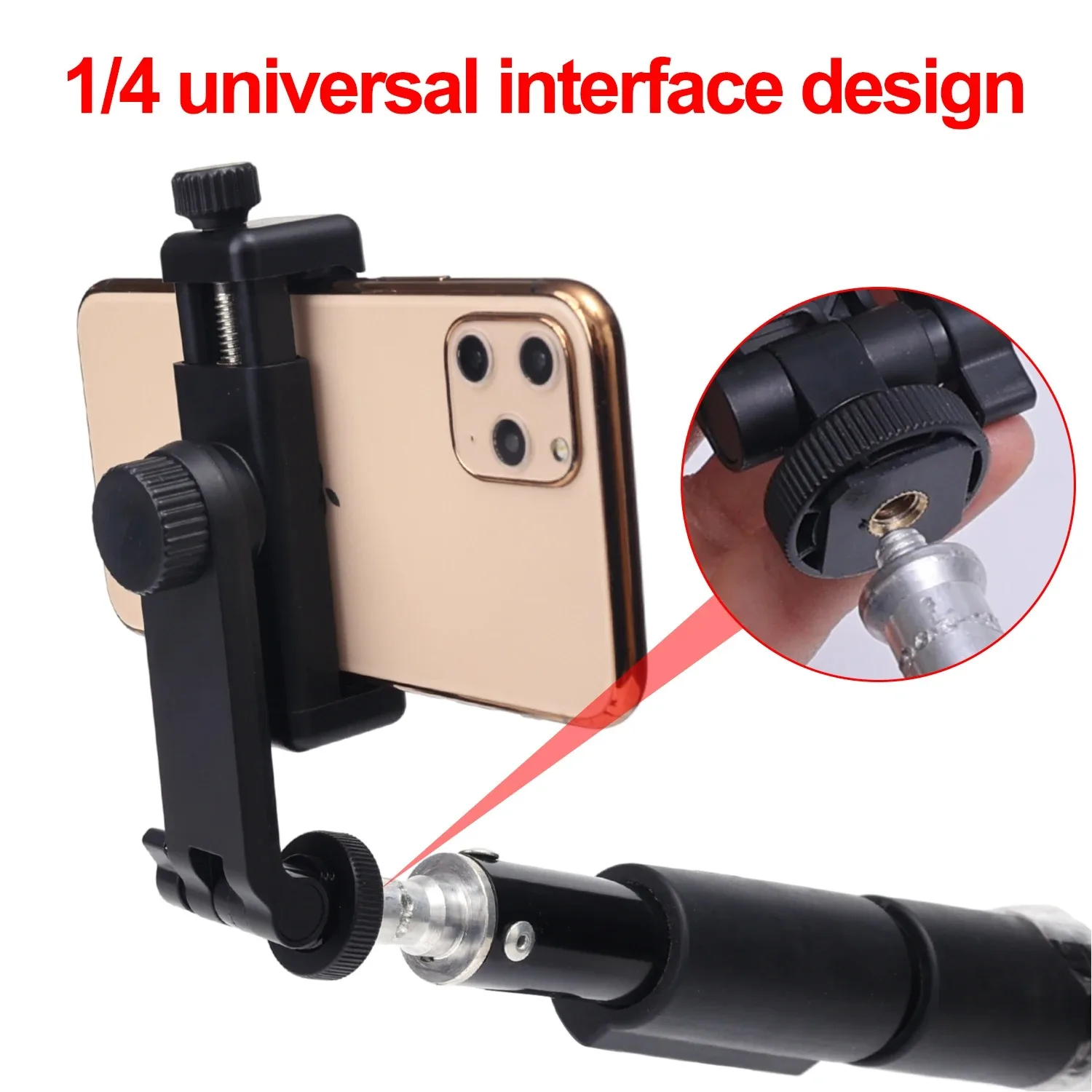 Universeller Handy-Stativadapter mit Verstellbarer Klemme für Selfie-Stick, Einbeinstativ und Kamerahalterungen – Detail 2