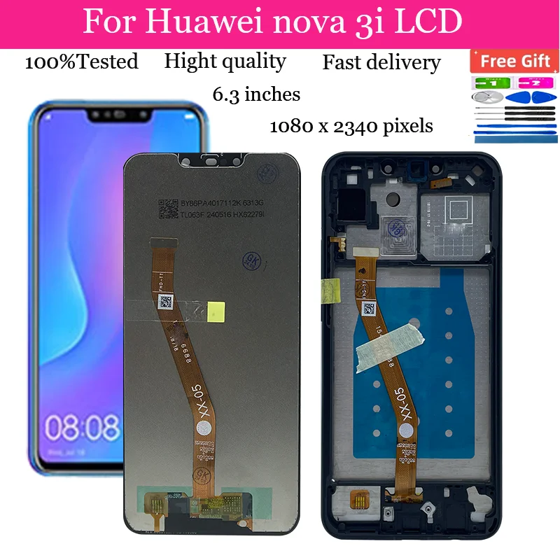 For HUAWEI Nova 3i 6.3\'\'For P Smart Plus 2018 INE-LX1 LX2 AL00 LCD Display Touch Screen Digitizer Assembly Replacement