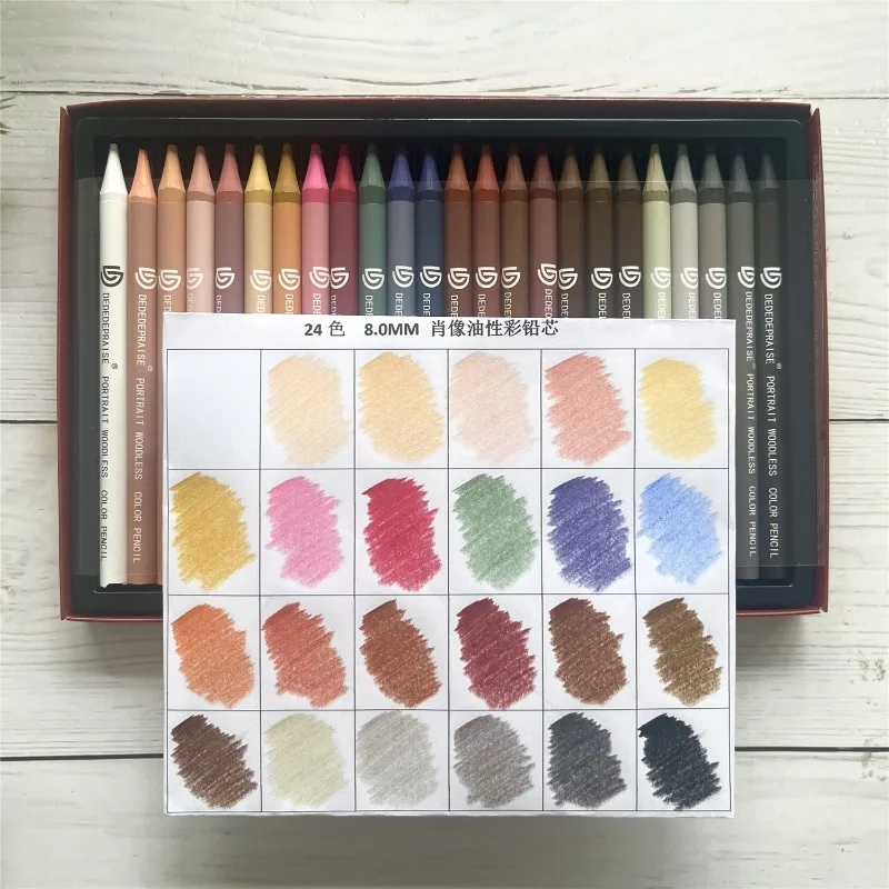 24-color Wood-free Watercolor Stick Water-soluble Oil-based Colored Pencil Art Painting Graffiti Watercolor Creation Crayons