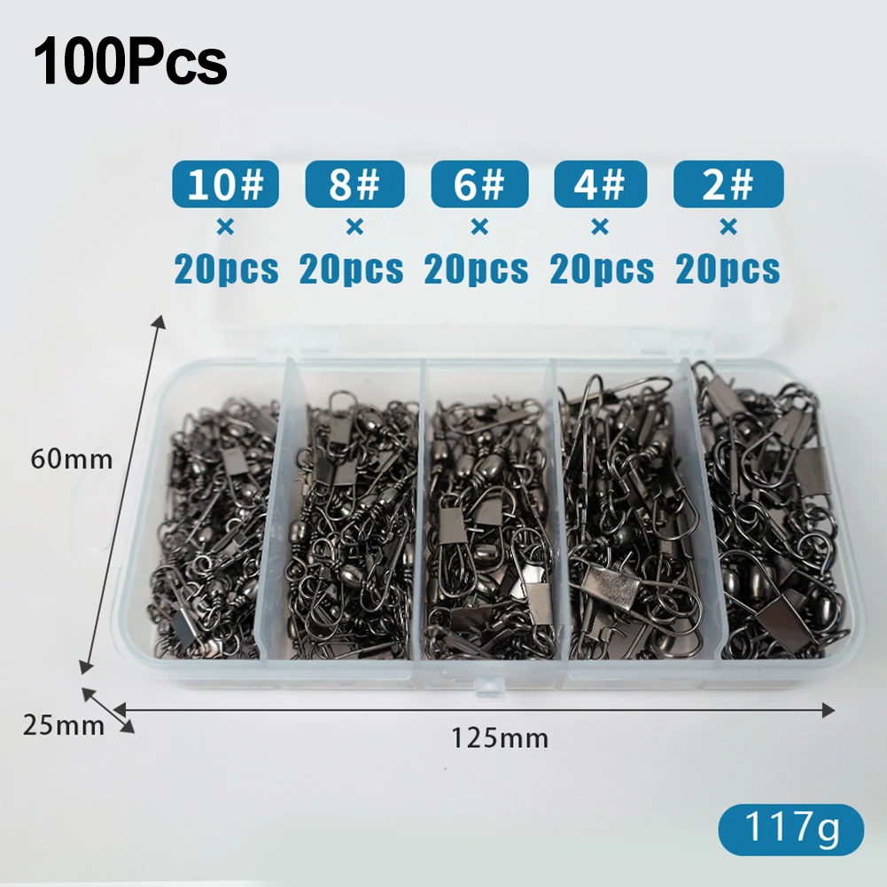 200/100/50PCS Fishing Swivel Snap Ball Bearing Snap Swivels Interlock Snaps Line Connector Fishing Tools Accessories
