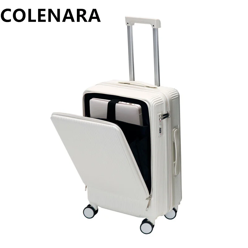 Colenara 20 "22" 24 "26 Inch Cabine Koffer Voor Opening Laptop Instapgeval Abs + Pc Trolley Case Usb Opladen Rollende Bagage