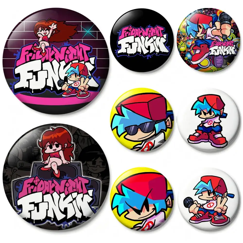 Game F-Friday N-Night F-Funkin Badges 25 32 44 58 75 mm Round Fans Collect Friends Gifts Brooch Souvenir