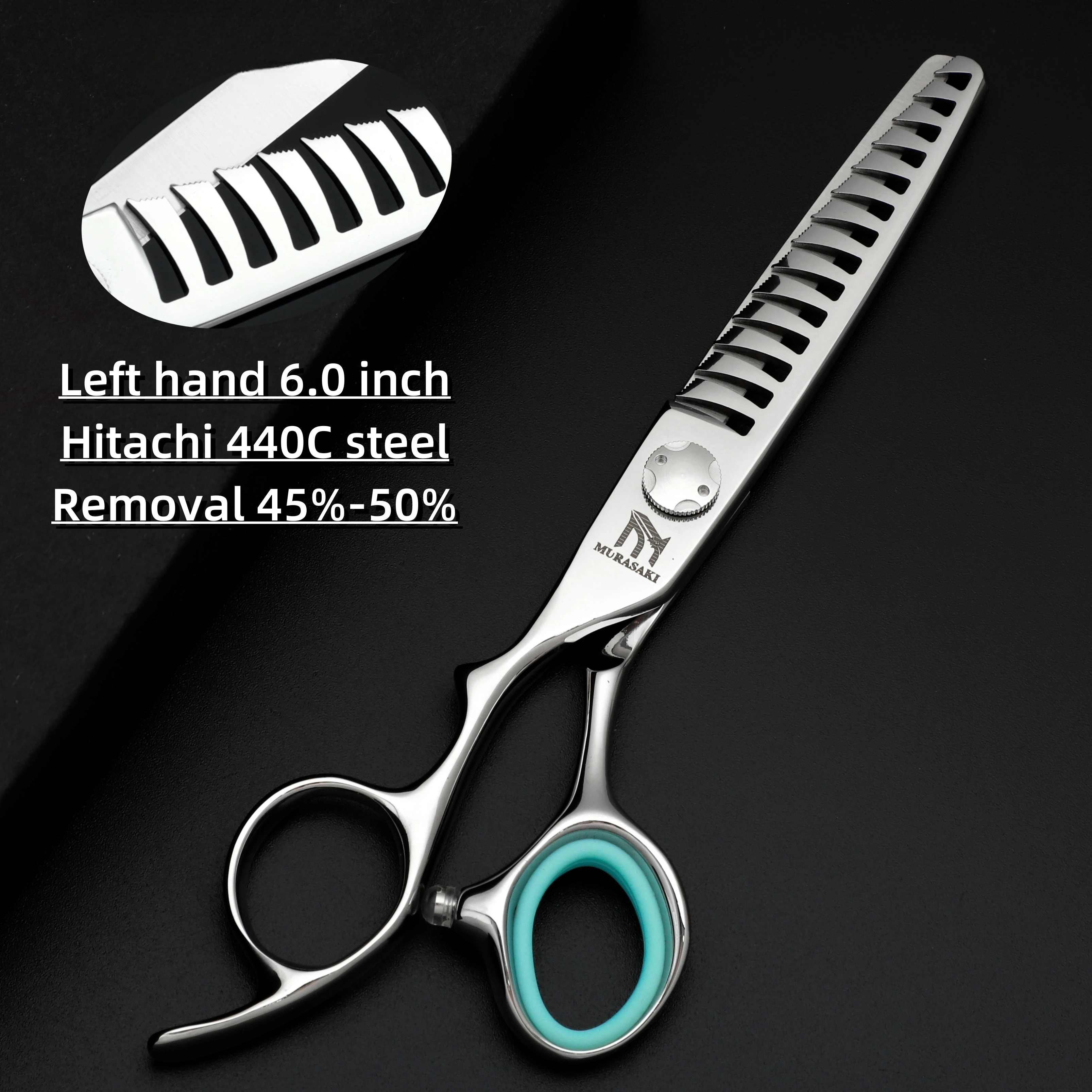 Professionelle Linkshänder-Schere, 6-6,5-6,8 Zoll Haarschneideschere, Japanischer 440C Stahl, Hochwertiges Friseurzubehör – Detail 15