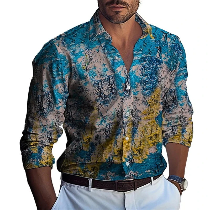 Retro 3D Print Floral Graphic Casual Shirts Male Women Flower Shirt Long Sleeve Trendy Street Style Blouses Autumn Men Clothing