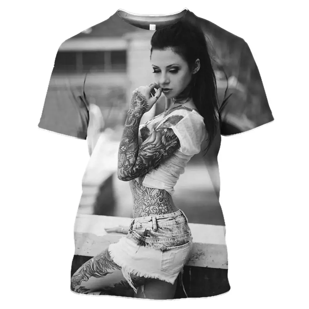 Breathable 3D Beauty Printed T-shirt Ultralight Polyester Fabric Suitable for Sports Men's Round Neck Casual Tops 2026