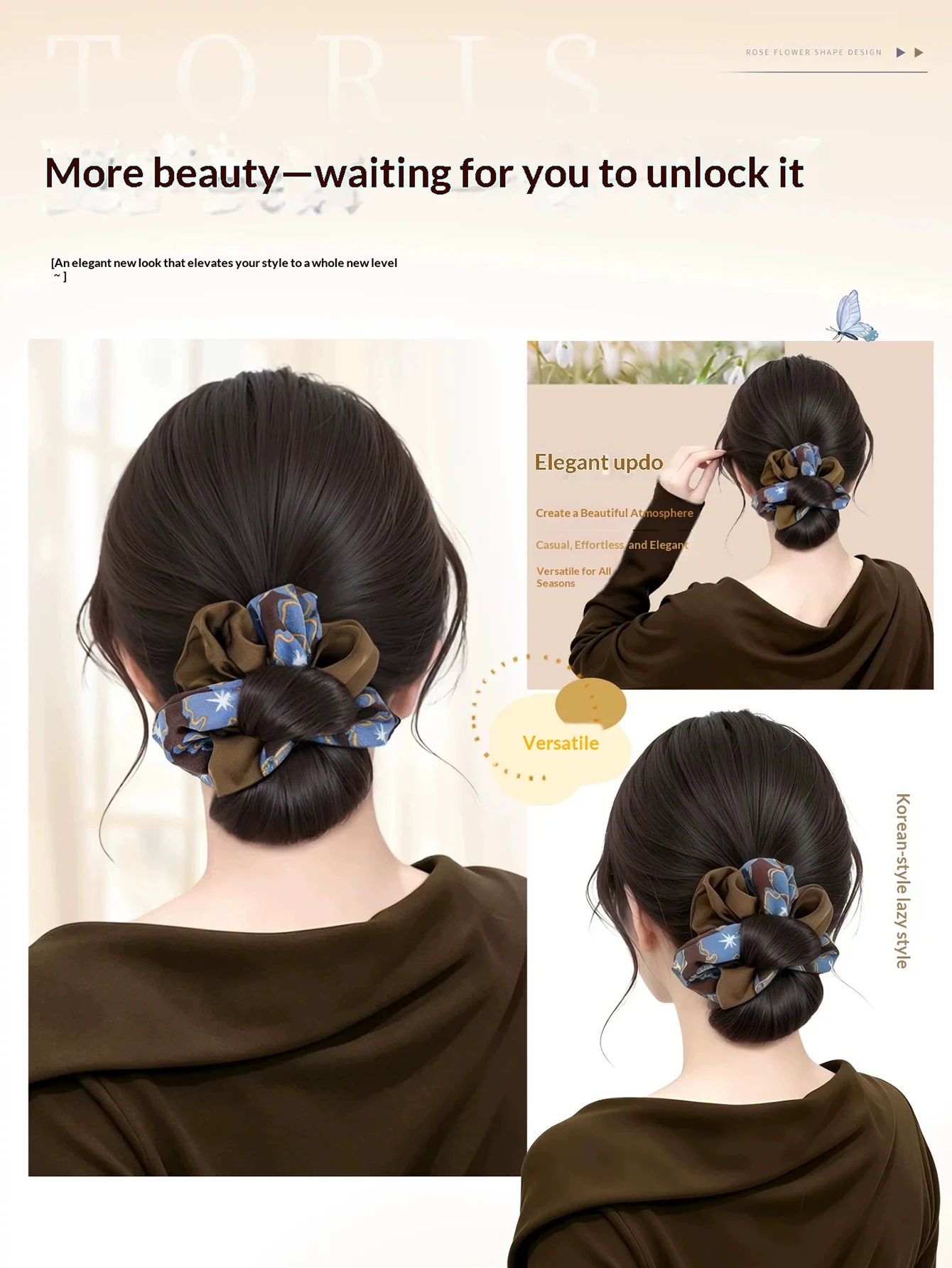 Synthetic Claw Clip Bun Hair Extension Scrunchie Hairpiece Messy Bun Updo Hairpiece Hair Accessory For Women Daily Party Wedding