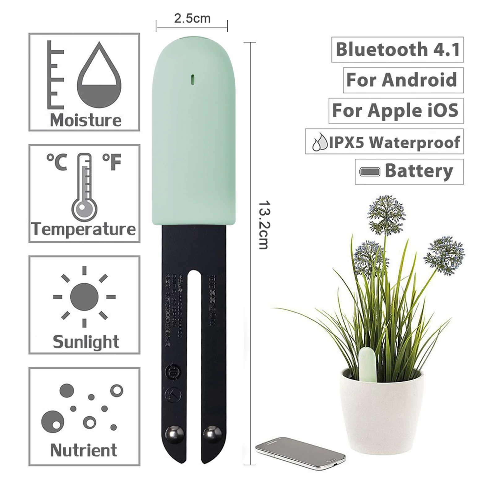 Monitor Grass Moisture Fertility Hygrometer Flower Detector