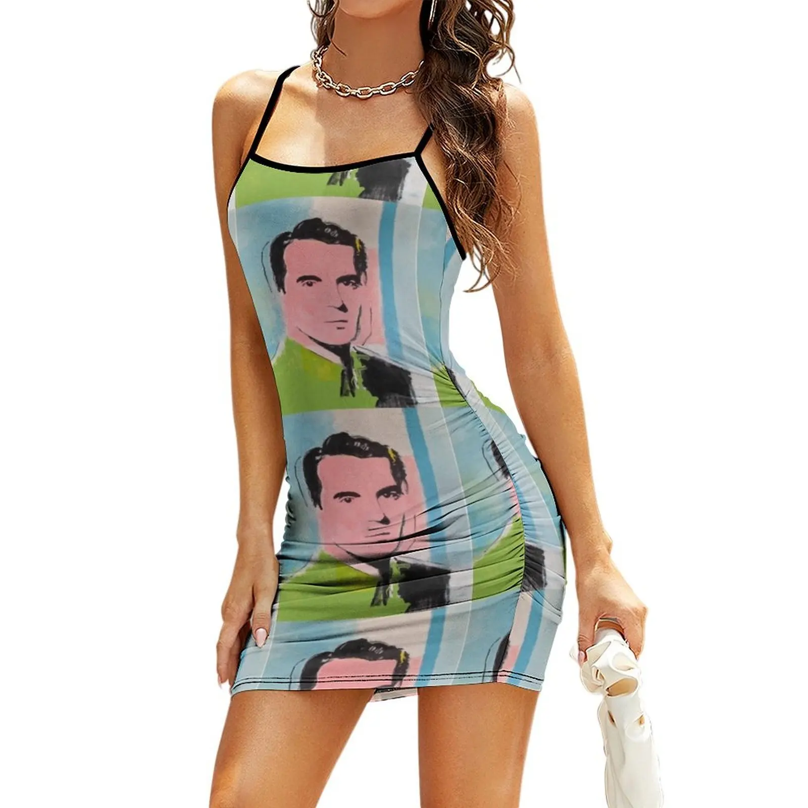 David Byrne Pop Art Painting- by William Wright - Talking Heads Sling Dress long sleeve dresses Dress