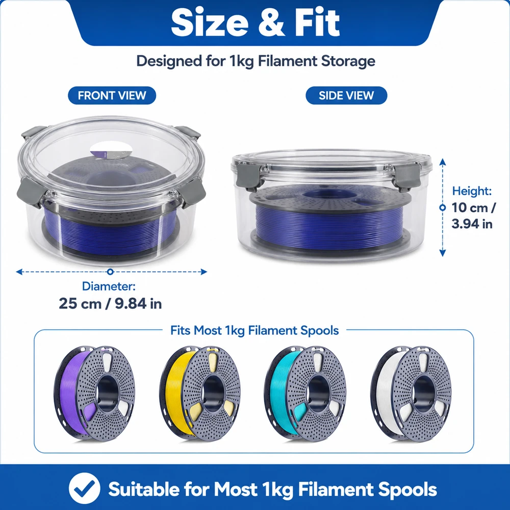 Pojemnik na filament do drukarki 3D, szczelny, odporny na wilgoć, suchy pojemnik na 1 kg filamentu PLA PETG TPU ABS, uchwyt na szpulę filamentu — zdjęcie produktu 2