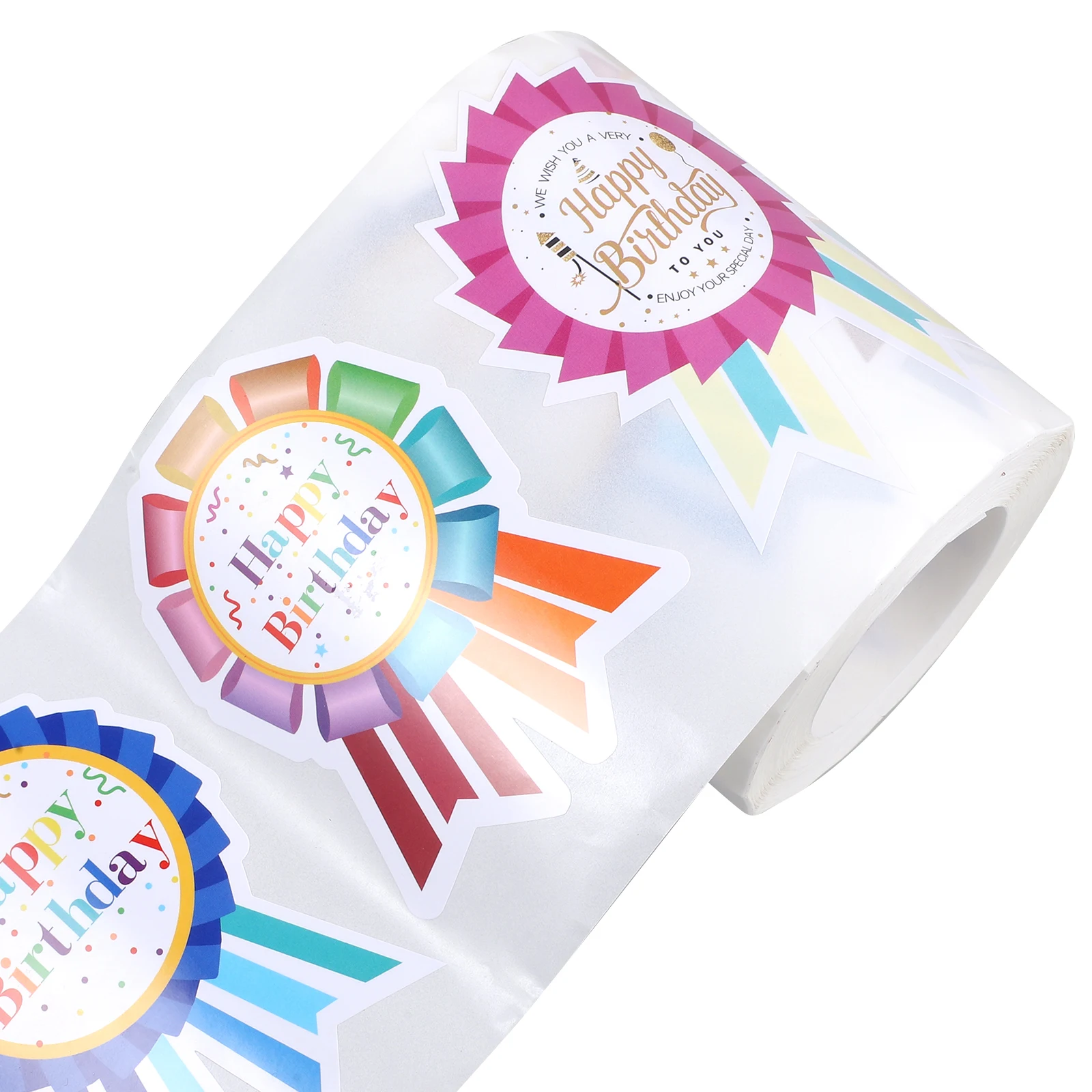 

Birthday Stickers Copper Plate Decorative Labels for Gifts Envelopes Fun Roll Adhesive Small Round Seal Household Bulk