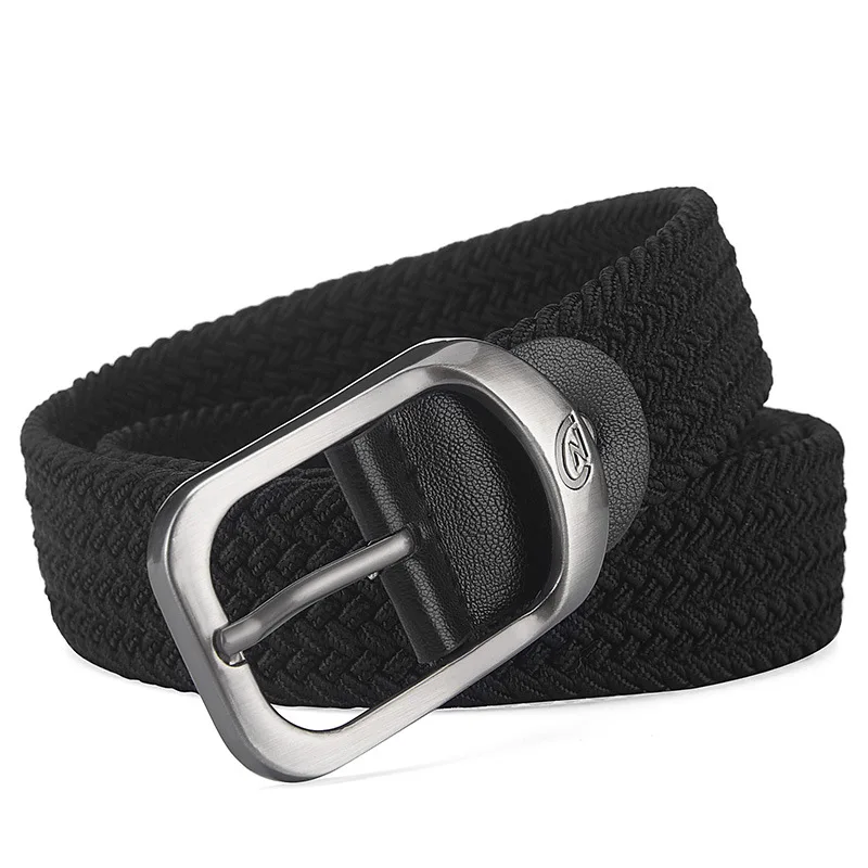 Unisex Woven Elastic Belt Men Luxury Women Belt Designer Men Alloy Pin Buckle Waist Straps Belts No Hole Cinturones Luxury Mujer