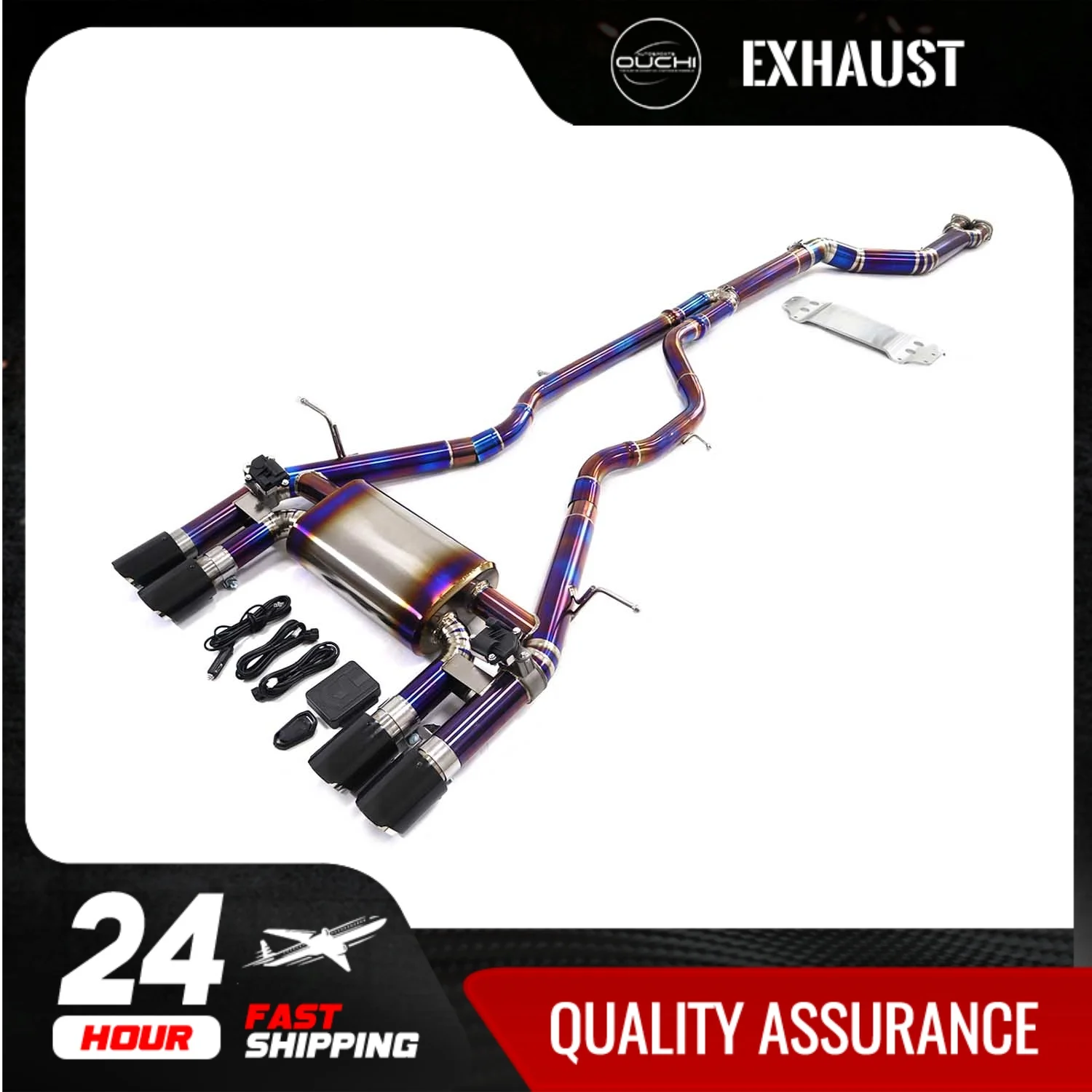 Fast shipping in 24 hours catback for BMW M3 M4 F80 F82 OUCHI titanium alloy exhaust system with valve tips Car Accessories