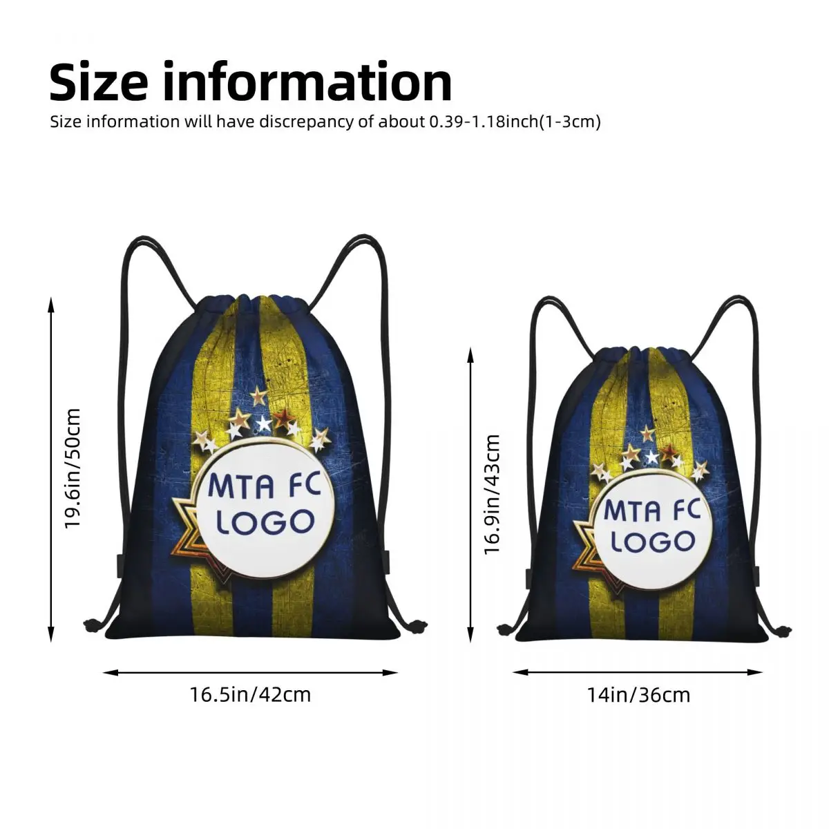 Maccabi Tel Aviv Drawstring Backpack Gym Sports Bag Travel Sackpack Gymsack Backpack