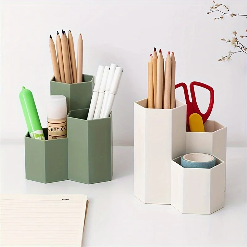 1pc Desk Dresser Organizer, Desk Pen Organizer, Pen Holder Pen Organizer, Pen Holder 4 Compartments, Clear Pencil JJ1870