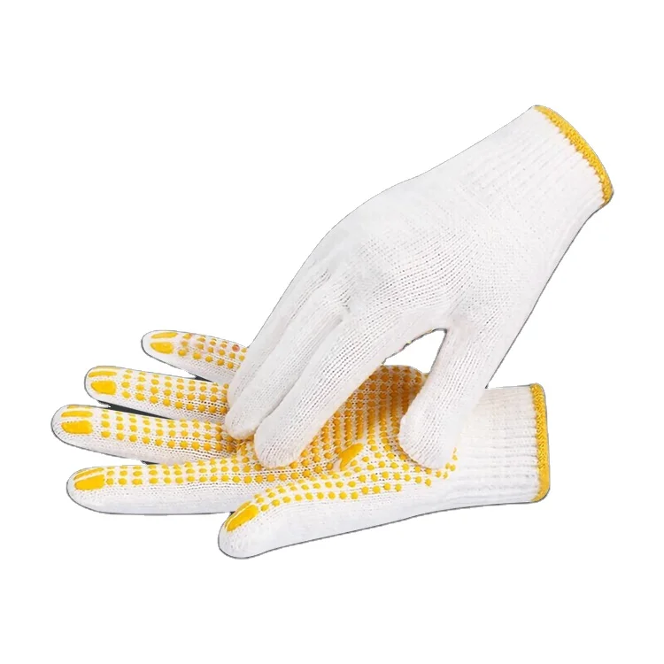 PPE Labor Protective Gluedot Cotton Glue Dots Gloves for Work Construction Anti-slip Gloves