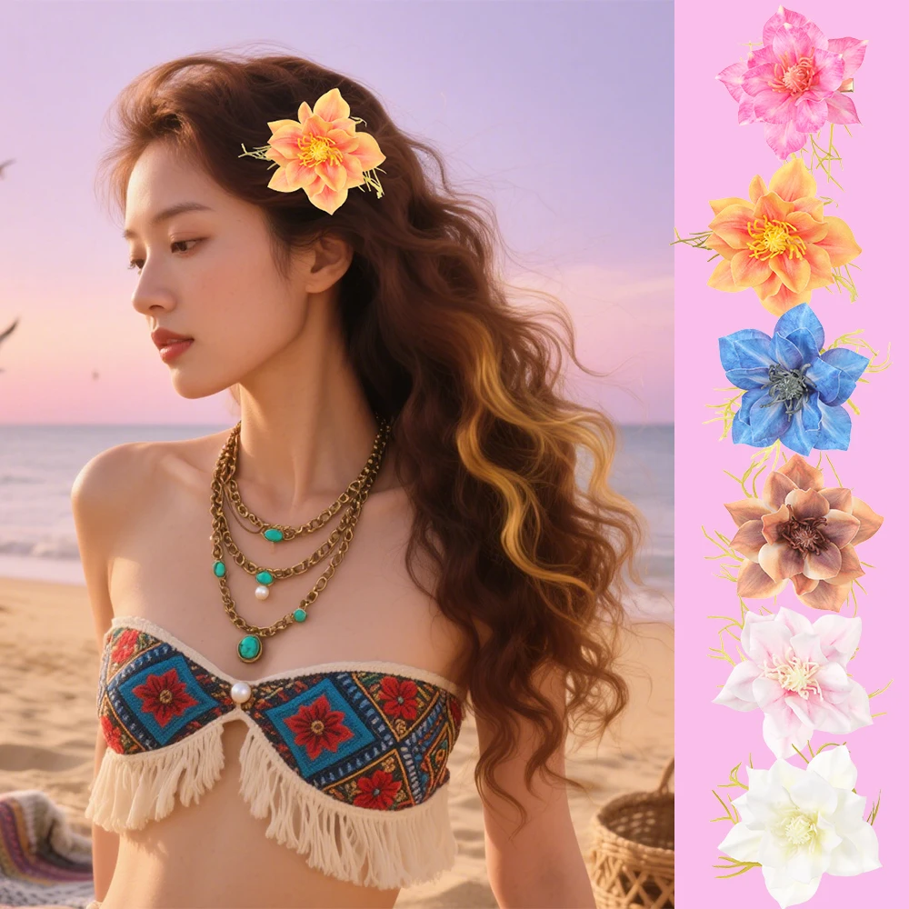 

6PCs Artificial Beauty Peony Duckbill Hairpin Floral Hair Clips Valentine Headwear Girl Hair Accessories Festival Gift