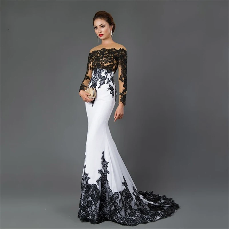 

Trumpet Lace Prom Dresses 2024 Evening Dance Ball Mermaid Saudi Arabia Long Sleeve Women's Pageant Custom Made Party Gowns