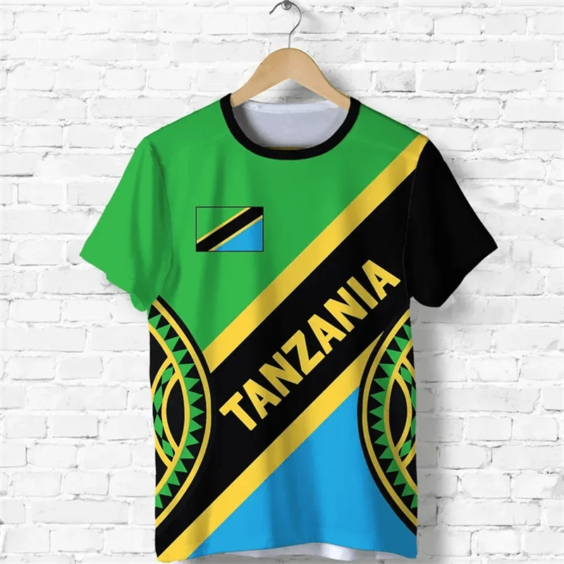 3D Printing Tanzania Emblem T Shirt The United Republic Of Tanzania Flag Graphic Tee Shirts Men Fashion Short Sleeves T-shirts