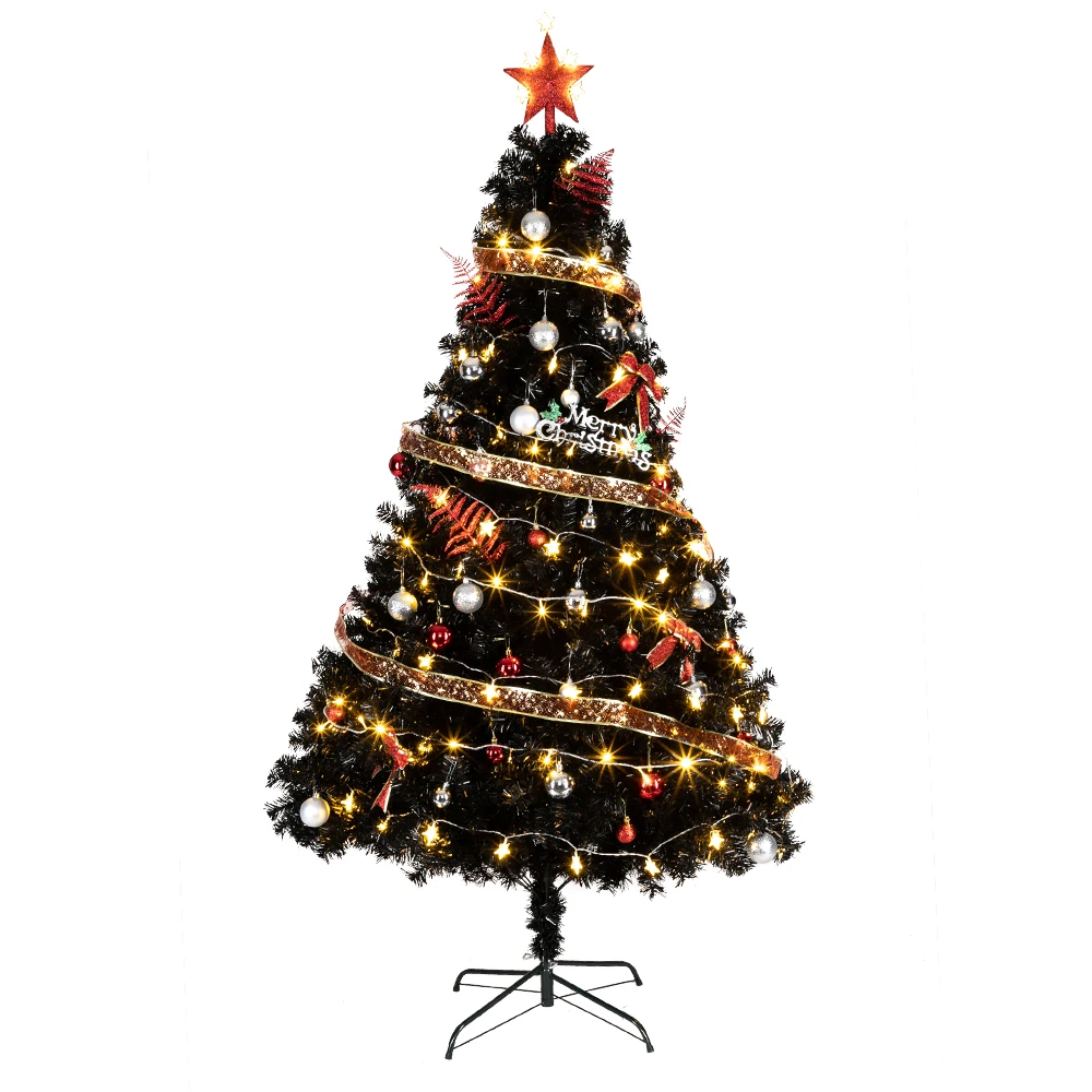 6ft 1600 Branches PVC Christmas Tree Black--Substitution code: 36564136