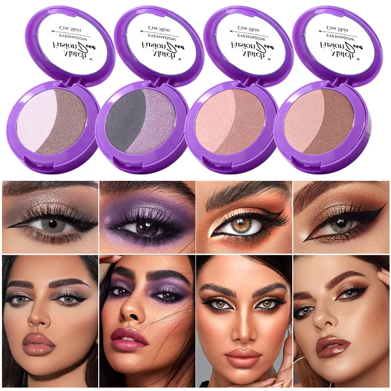Paleta de sombras de ojos 2 en 1 – Duo brillante y mate, fórmula resistente al agua y duradera, resistente a las arrugas y a las manchas, para fiesta