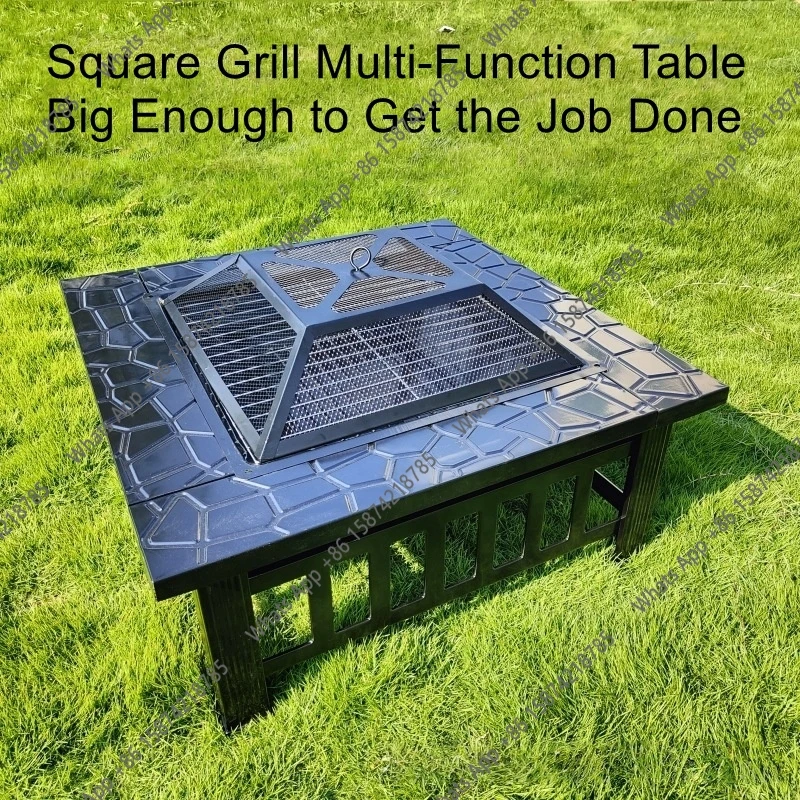 C Outdoor Square Barbecue Grill Multi-Functional Barbecue Table Charcoal-Fired Tea-Brewing Table Wood-Burning Stove