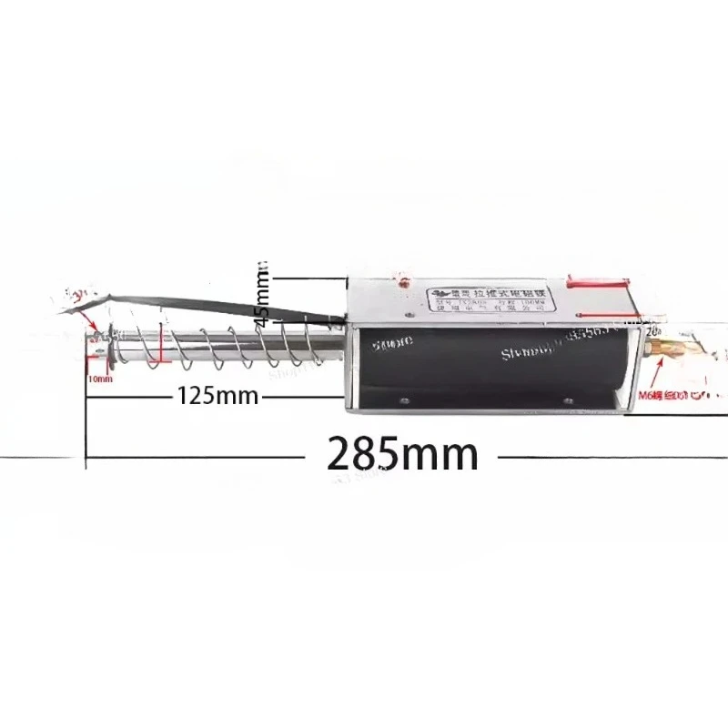 100mm Long Stroke Push-Pull Electromagnet, 15kg Holding Force, Self-Resetting Solenoid for DC 24V & AC 220V