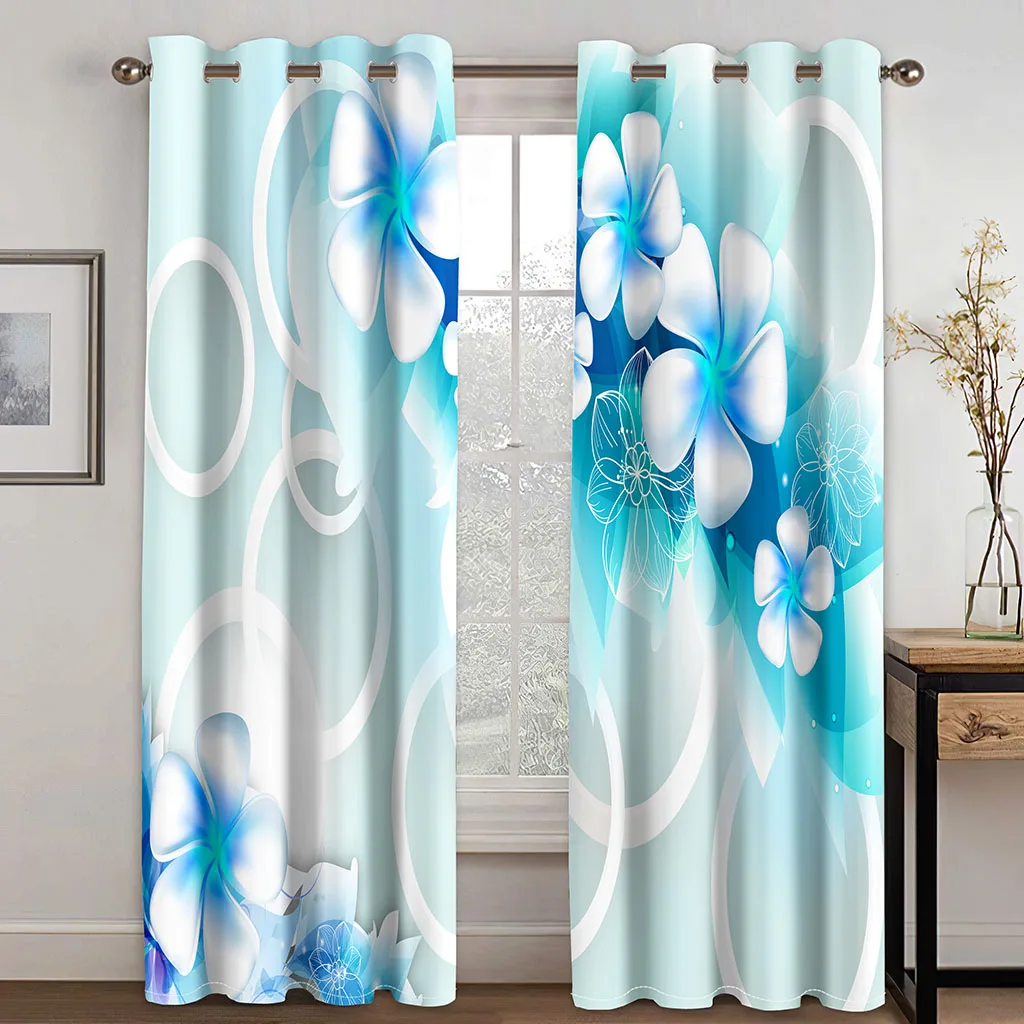 Tree Silhouette Abstract Circle FlowerWindow Curtains Blinds For Living Room Bedroom Bathroom Kicthen Office Door Home Decor2Pcs