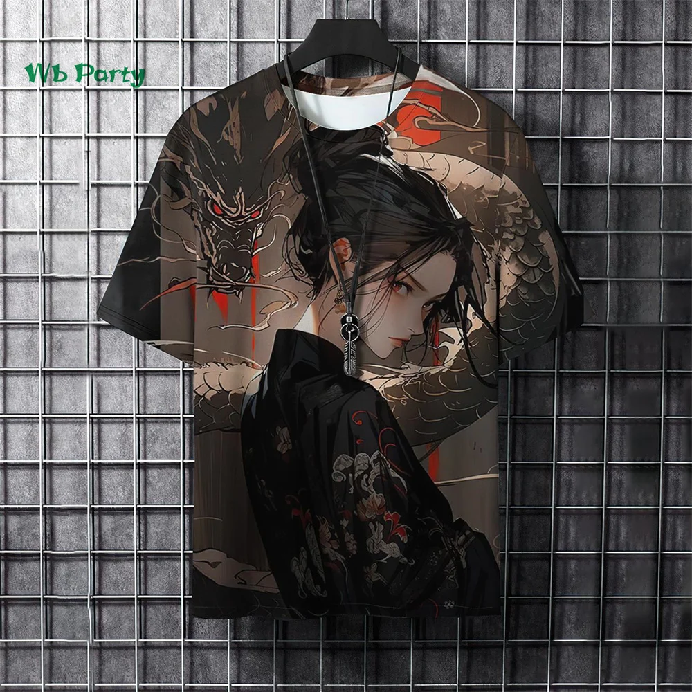 Japanese Manga Girl Style Print T-shirt 3D Print Men Short-Sleeved Tee Harajuku Tops Summer Oversized Men T-shirt Men's Clothing
