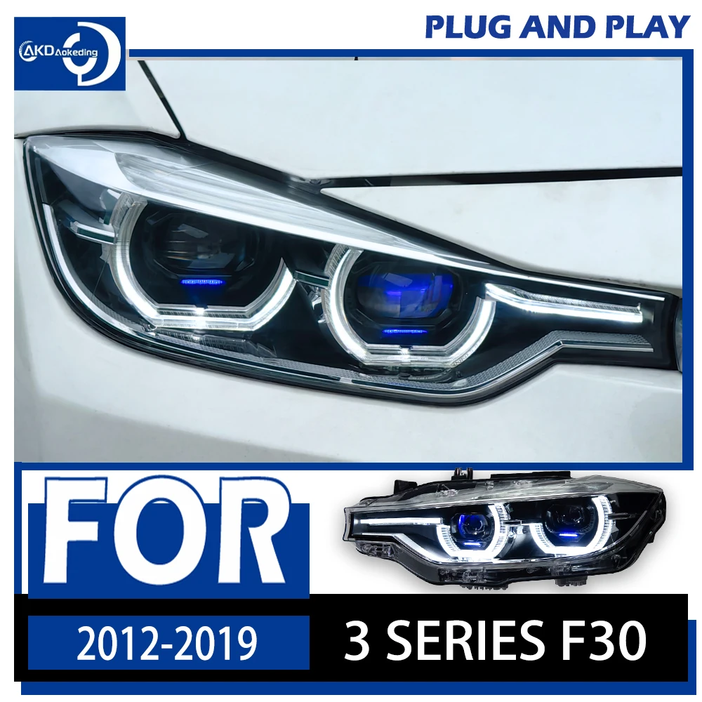 AKD รถยนต์สําหรับ F30 F35 ไฟหน้า 2012-2019 320i 318i 325i ไฟหน้า DRL Hid โคมไฟ Angel Eye LED Beam อุปกรณ์เสริม