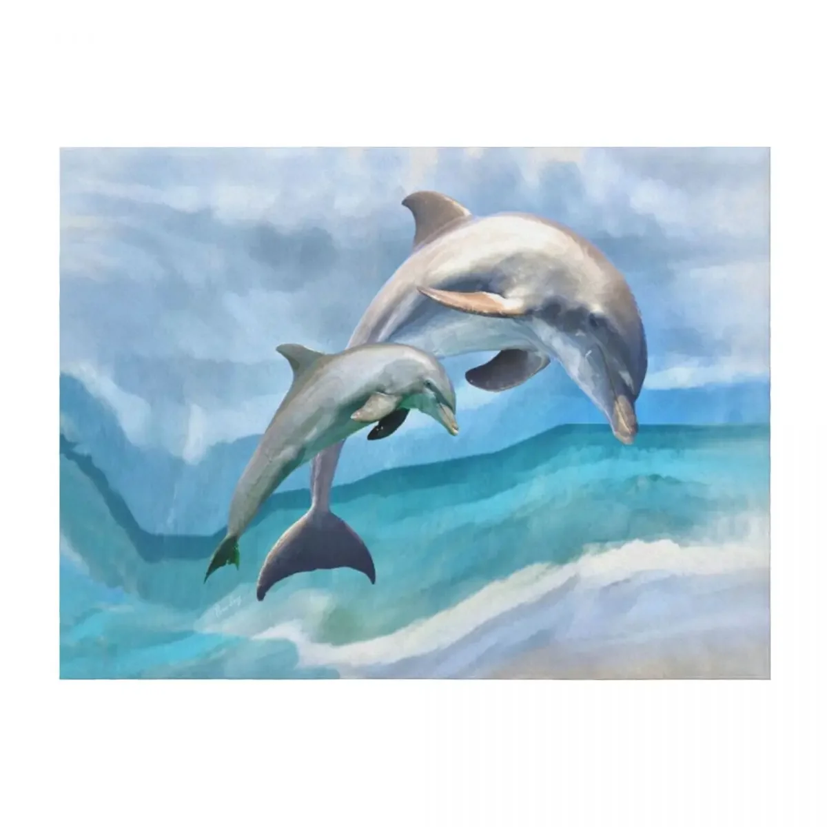 

Playful Dolphins Throw Blanket Quilt Hairys halloween manga Blankets